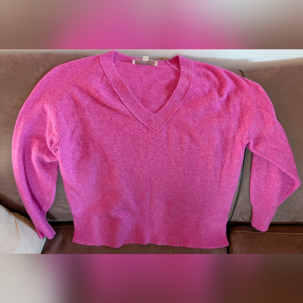 Pink V-Neck Women's Sweater